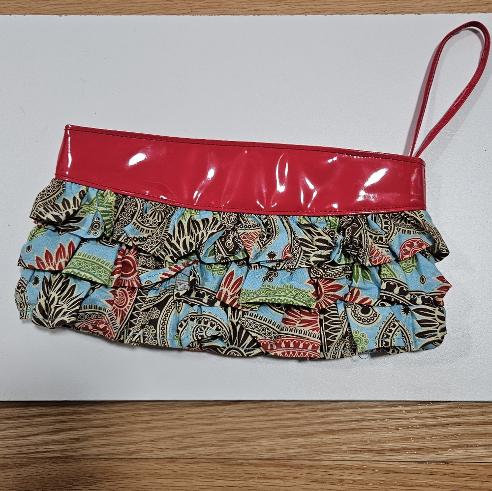 Bag Lady by Mudpie Wristlet Purse Mini Handbag Cloth Paisley Ruffle Boho Retro